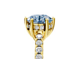 Yellow gold Fancy Blue Round Cut Solitaire Diamond Engagement Ring with Pavé Band and Six-Prong Setting_5