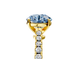 Yellow gold Fancy Blue Round  Cut Solitaire Diamond Engagement Ring with Pave Band and Four-Prong Setting_169