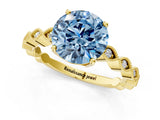 Yellow gold Fancy Blue Round Cut Solitaire Diamond Ring with Infinity Twist Band and Four-Prong Setting_13