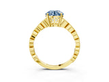 Yellow gold Fancy Blue Round Cut Solitaire Diamond Ring with Infinity Twist Band and Four-Prong Setting_15