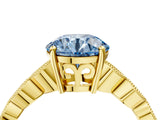Yellow gold Fancy Blue Round Cut Solitaire Diamond Ring with Infinity Twist Band and Four-Prong Setting_16