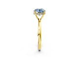 Yellow gold Fancy Blue Round Cut Solitaire Diamond Ring with Prong Setting and Plain Band_2