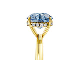 Yellow gold Fancy Blue Round Cut Solitaire Diamond Ring with Prong Setting and Plain Band_5