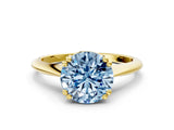 Yellow gold Fancy Blue Round Cut Solitaire Diamond Ring with Six-Prong Setting and Classic Band_12
