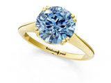 Yellow gold Fancy Blue Round Cut Solitaire Diamond Ring with Six-Prong Setting and Classic Band_13