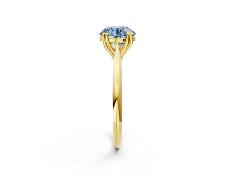 Yellow gold Fancy Blue Round Cut Solitaire Diamond Ring with Six-Prong Setting and Classic Band_2