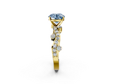 Yellow gold Fancy Blue Round  Cut Solitaire Diamond Twisted Band with Pave Setting_49