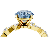 Yellow gold Fancy Blue Round  Cut Solitaire Diamond Twisted Band with Pave Setting_51