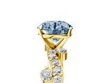 Yellow gold Fancy Blue Round  Cut Solitaire Diamond Twisted Band with Pave Setting_52