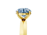 Yellow gold Fancy Blue Round  Cut Solitaire Engagement Ring with Flat Band and Four-Prong Setting 1