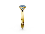Yellow gold Fancy Blue Round  Cut Solitaire Engagement Ring with Flat Band and Four-Prong Setting 4