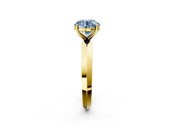 Yellow Gold Round Knife-Edge Solitaire Engagement Ring Setting for Fancy Blue Center