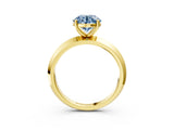 Yellow gold Fancy Blue Round  Cut Solitaire Engagement Ring with Flat Band and Four-Prong Setting 5