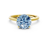 Yellow gold Fancy Blue Round  Cut Solitaire Engagement Ring with Four-Prong Setting and Classic Band_20
