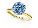 Yellow gold Fancy Blue Round  Cut Solitaire Engagement Ring with Four-Prong Setting and Classic Band_21