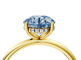 Yellow gold Fancy Blue Round  Cut Solitaire Engagement Ring with Four-Prong Setting and Classic Band_24