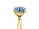 Yellow gold Fancy Blue Round  Cut Solitaire Engagement Ring with Four-Prong Setting and Classic Band_25