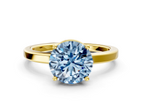 Yellow gold Fancy Blue Round  Cut Solitaire Engagement Ring with Four-Prong Setting on a Classic Band_20