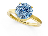 Yellow gold Fancy Blue Round  Cut Solitaire Engagement Ring with Four-Prong Setting on a Classic Band_21