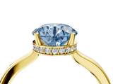 Yellow gold Fancy Blue Round  Cut Solitaire Engagement Ring with Four-Prong Setting on a Classic Band_24