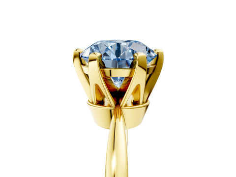 Yellow gold Fancy Blue Round Cut Solitaire Engagement Ring with Six-Prong Setting and Tapered Band_5