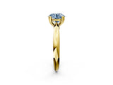 Yellow gold Fancy Blue Round  Cut Solitaire Engagement Ring with Tapered Band and Four-Prong Setting 3