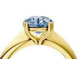 Yellow gold Fancy Blue Round  Cut Solitaire Engagement Ring with Tapered Band and Four-Prong Setting 5