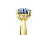 Yellow gold Fancy Blue Round  Cut Solitaire Engagement Ring with Tapered Band and Four-Prong Setting