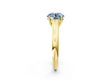 Yellow gold Fancy Blue Round Cut Solitaire Engagement Ring with Tapered Band and Four-Prong Setting_5