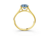 Yellow gold Fancy Blue Round Cut Solitaire Engagement Ring with Tapered Band and Four-Prong Setting_6