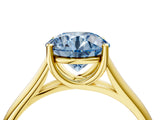 Yellow gold Fancy Blue Round Cut Solitaire Engagement Ring with Tapered Band and Four-Prong Setting_7