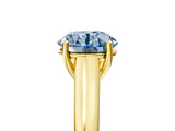 Yellow gold Fancy Blue Round Cut Solitaire Engagement Ring with Tapered Band and Four-Prong Setting_8