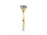 Yellow gold Fancy Blue Round  Cut Solitaire Engagement Ring with Thin Band and Four-Prong Setting_5