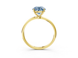 Yellow gold Fancy Blue Round  Cut Solitaire Engagement Ring with Thin Band and Four-Prong Setting_6