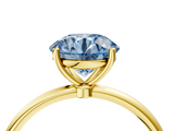 Yellow gold Fancy Blue Round  Cut Solitaire Engagement Ring with Thin Band and Four-Prong Setting_7