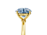 Yellow gold Fancy Blue Round  Cut Solitaire Engagement Ring with Thin Band and Four-Prong Setting_8