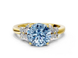 Yellow gold Fancy Blue Round  Cut Solitaire Floral Diamond Ring with Four-Prong Setting_36