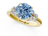 Yellow gold Fancy Blue Round  Cut Solitaire Floral Diamond Ring with Four-Prong Setting_37