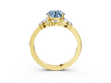 Yellow gold Fancy Blue Round  Cut Solitaire Floral Diamond Ring with Four-Prong Setting_39