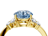 Yellow gold Fancy Blue Round  Cut Solitaire Floral Diamond Ring with Four-Prong Setting_40