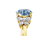 Yellow gold Fancy Blue Round  Cut Solitaire Floral Diamond Ring with Four-Prong Setting_41