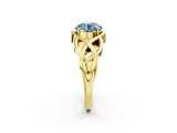 Yellow gold Fancy Blue Round Cut Solitaire Intertwined Band Prong Setting Ring_2