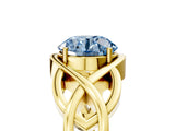 Yellow gold Fancy Blue Round Cut Solitaire Intertwined Band Prong Setting Ring_5