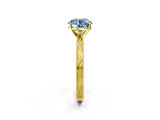 Yellow gold Fancy Blue Round Cut Solitaire Milgrain Engraved Band with Four-Prong Setting_2