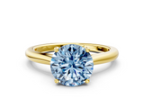 Yellow gold Fancy Blue Round  Cut Solitaire Ring with Cathedral Band and Four-Prong Setting_43