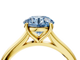 Yellow gold Fancy Blue Round  Cut Solitaire Ring with Cathedral Band and Four-Prong Setting_47