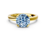Yellow gold Fancy Blue Round  Cut Solitaire Ring with Four-Prong Setting and Classic Band_42