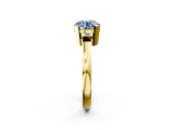 Yellow gold Fancy Blue Round  Cut Solitaire Ring with Four-Prong Setting and Classic Band_44