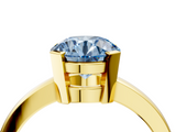 Yellow gold Fancy Blue Round  Cut Solitaire Ring with Four-Prong Setting and Classic Band_46