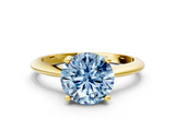 Yellow gold Fancy Blue Round  Cut Solitaire Ring with Four-Prong Setting on a Classic Band_28
